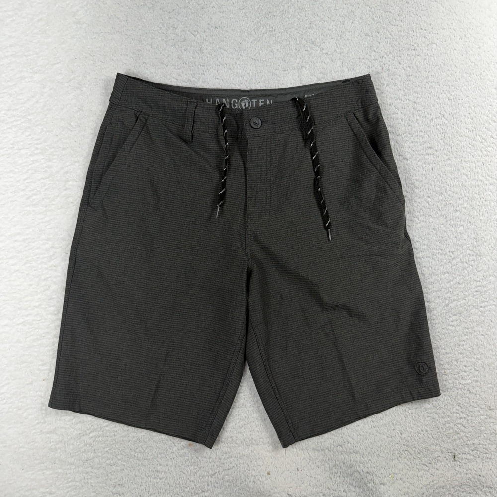Hang Ten Shorts Surf Mens 32 (31.5x10) Casual Gray Stripe Draw String Golf